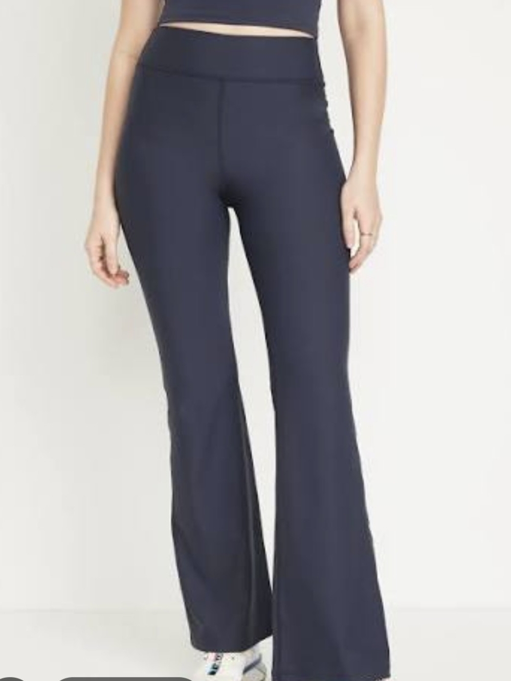Old Navy Navy High-Waisted PowerSoft Slim Flare Compression Pants with Pocket